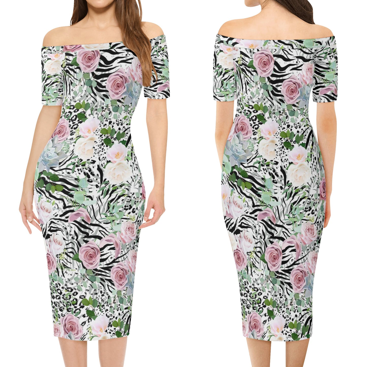 Womens Off The Shoulder Office Lady Dress