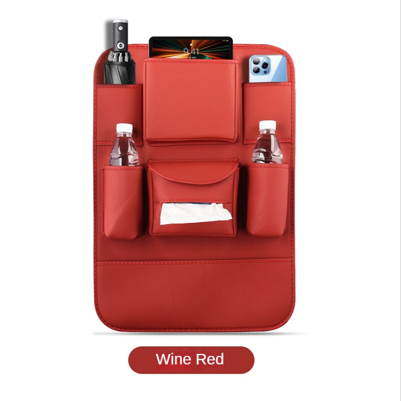 Car Seat Back Organizer Leather Universal Backseat Hanging Storage Bag Protector Auto Cup Mobile Phone Tissue Pockets Holder