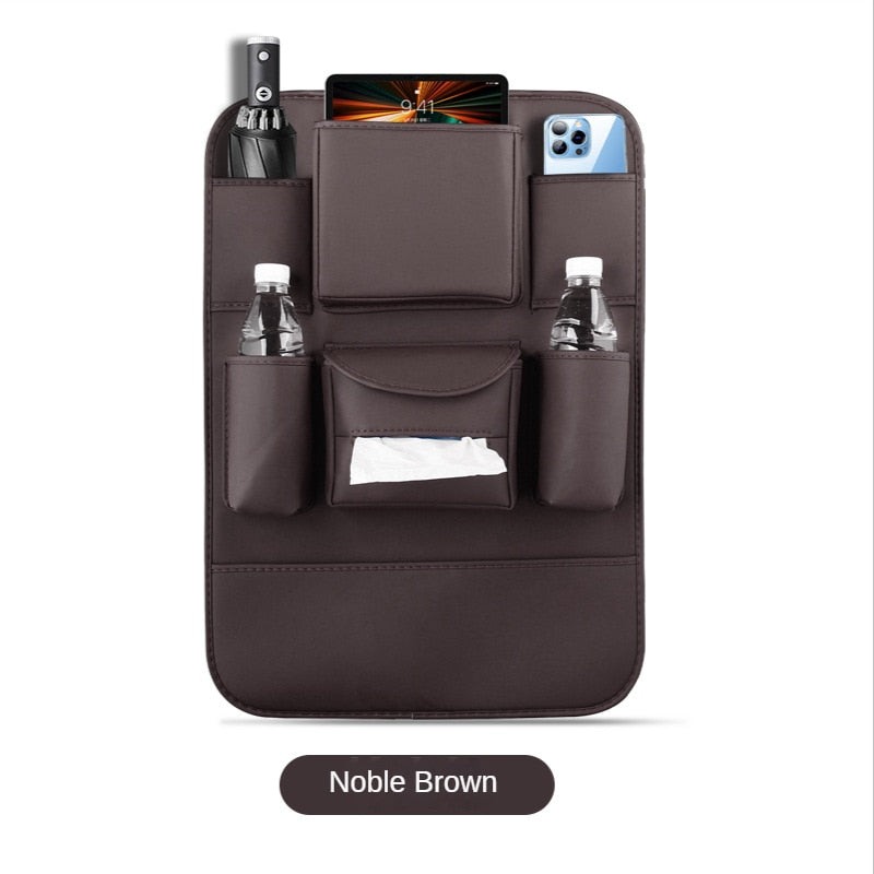 Car Seat Back Organizer Leather Universal Backseat Hanging Storage Bag Protector Auto Cup Mobile Phone Tissue Pockets Holder