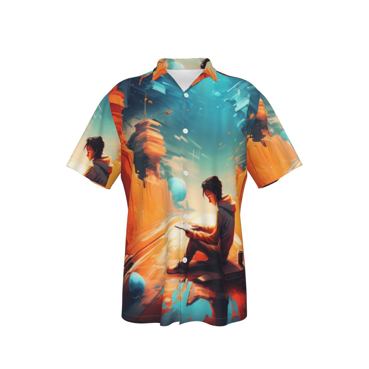 Palm Race Men's Hawaiian Shirt With Button Closure