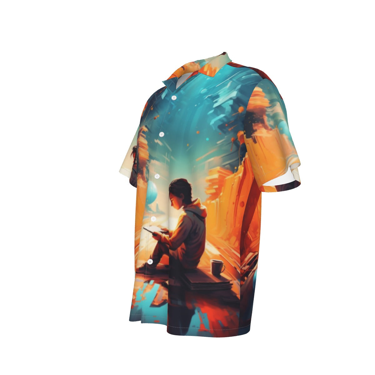 Palm Race Men's Hawaiian Shirt With Button Closure