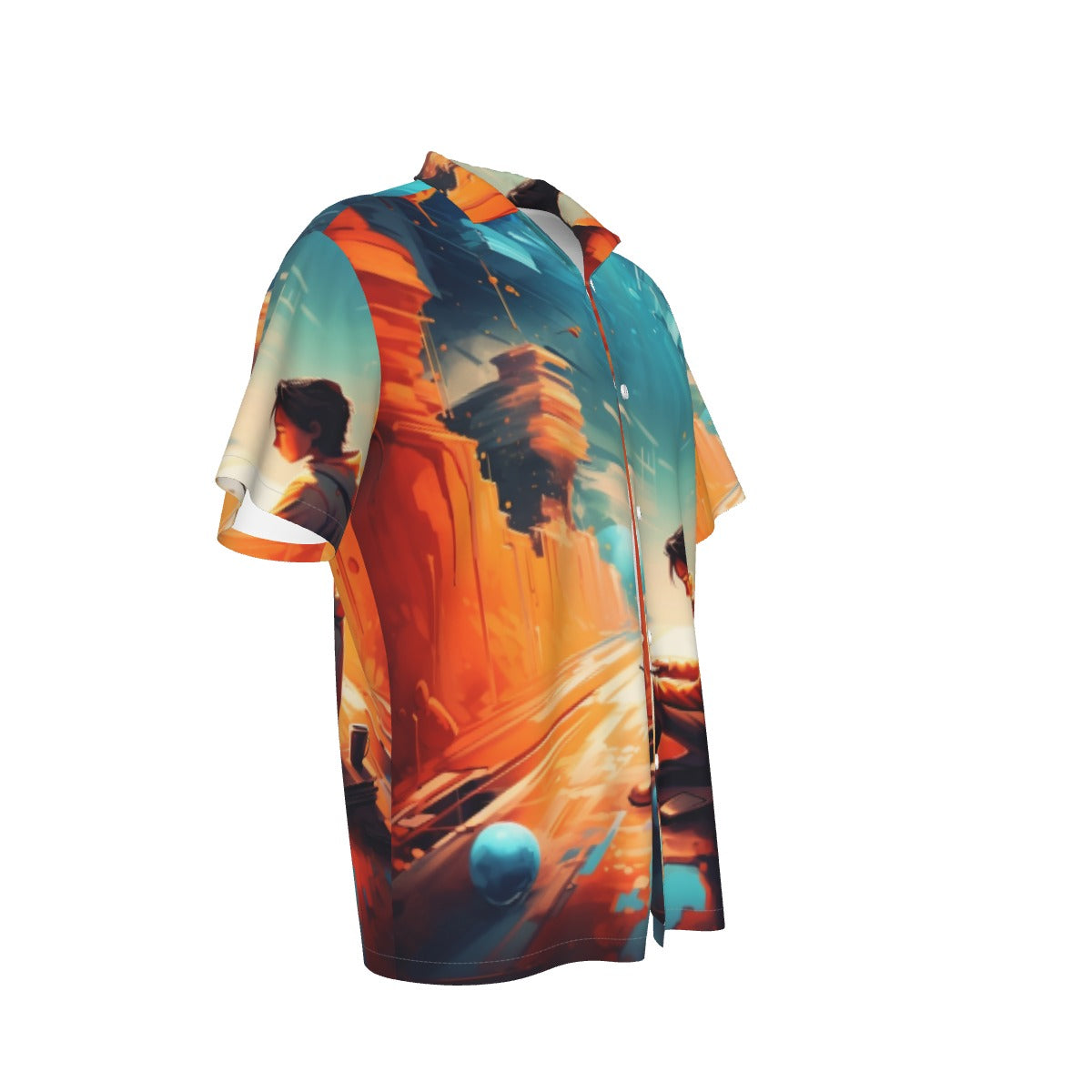 Palm Race Men's Hawaiian Shirt With Button Closure