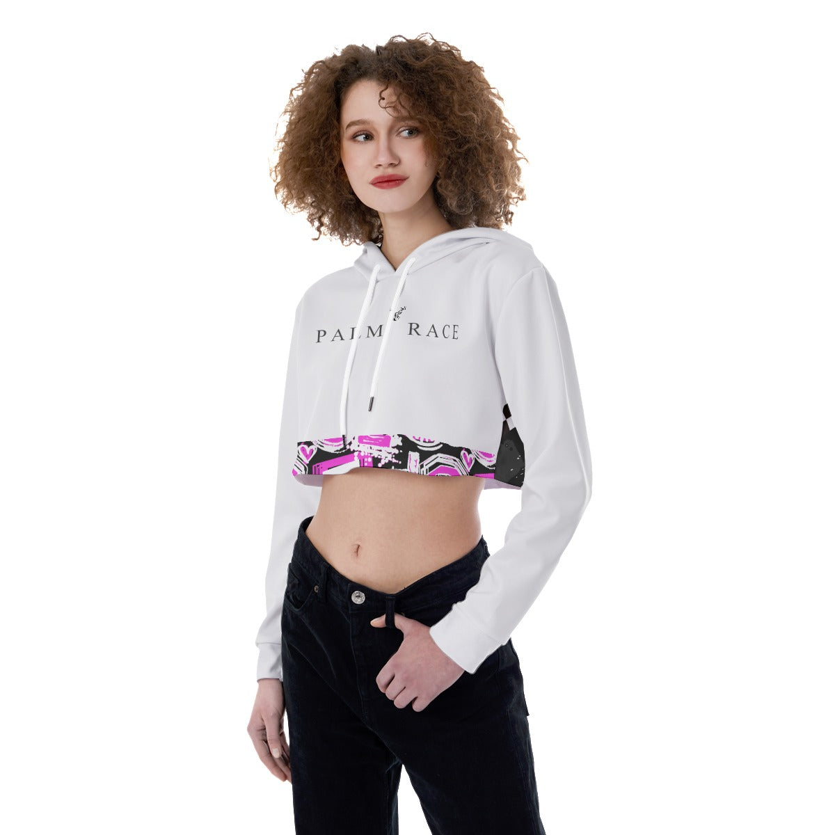 Palm Race Women's Crop Top Hoodie